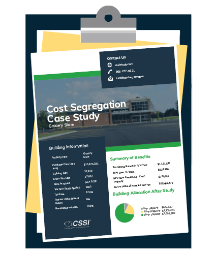 grocery store cost segregation case study on a clipboard