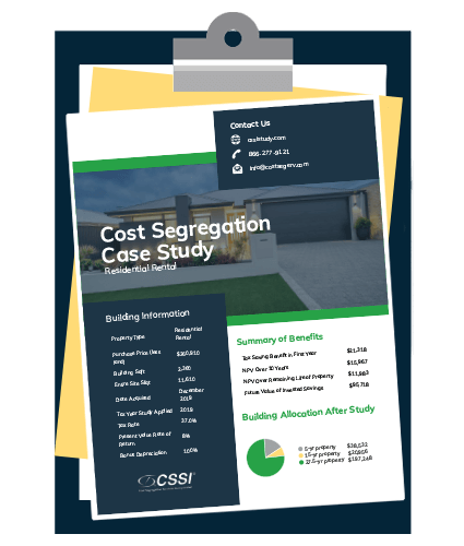 Residential rental cost segregation case study on a clipboard